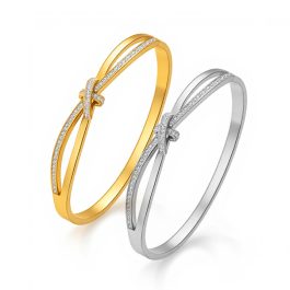 TV154 Vòng tay titan thời trang nút thắt đính kim