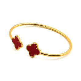 TV179 Vòng tay nữ hở titan van cleef LV mặt xà cừ đỏ