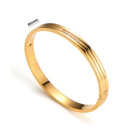 TV207 Vòng tay nữ titan 3 sọc đính kim ở giữa