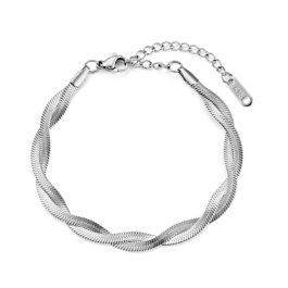 TA035 Lắc tay nữ titan 2 sợi mì dẹp thắt bính