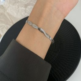 TA035 Lắc tay nữ titan 2 sợi mì dẹp thắt bính