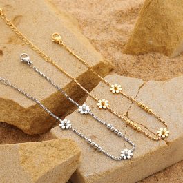 TA158 Lắc tay nữ titan hoa cúc cách điệu