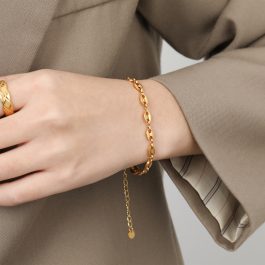 TA177 Lắc tay nữ titan mắc xích kiểu mũi lợn