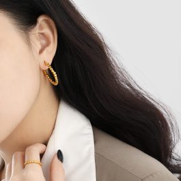 TB219 Bông hoa tai nữ titan khoen tròn