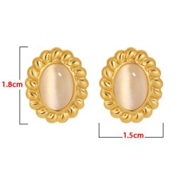 TB221 Bông tai nữ titan đá mắt mèo