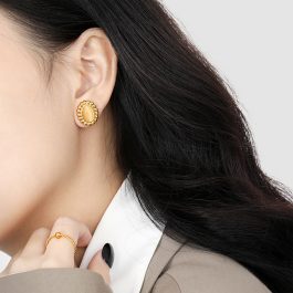 TB221 Bông tai nữ titan đá mắt mèo