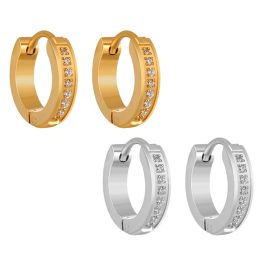 TB227 Bông tai nữ titan khoen tròn đính kim tấm