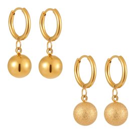 TB228 Bông tai titan nữ khoen tròn tòn teng bi