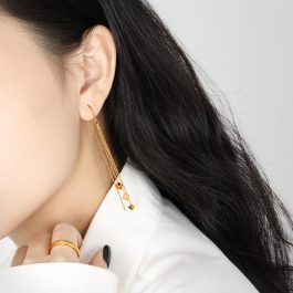 TB233 Bông hoa tai nữ titan kiểu tua rua hình vuông