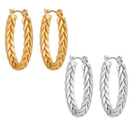 TB237 Hoa tai titan nữ khoen ovan họa tiết bông lúa