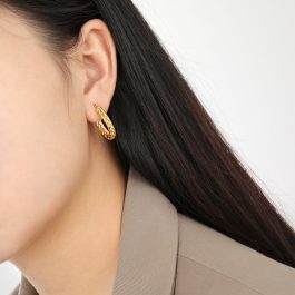 TB237 Hoa tai titan nữ khoen ovan họa tiết bông lúa