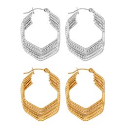 TB239 Bông tai nữ titan khoen tròn hình lục giác