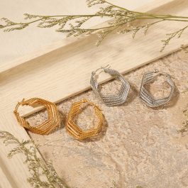 TB239 Bông tai nữ titan khoen tròn hình lục giác