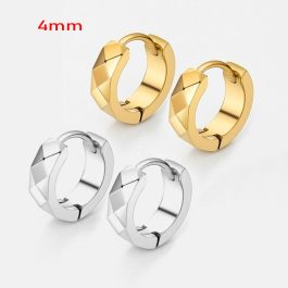 TB267 Bông hoa tai titan khoen tròn cắt cạnh kim cương bảng 4mm