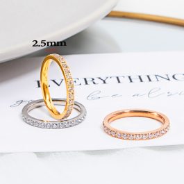 TC168 Nhẫn titan đính full kim cương bảng 2.5mm