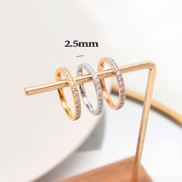 TC168 Nhẫn titan đính full kim cương bảng 2.5mm