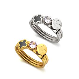 TC214 Sét 3 nhẫn nữ titan thời trang họa tiết LV