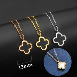 TN012 Dây chuyền titan hoa 4 cánh Van Cleef LV 13mm