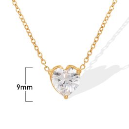 TN076 Dây chuyền vòng cổ titan mặt hình trái tim đính đá trắng