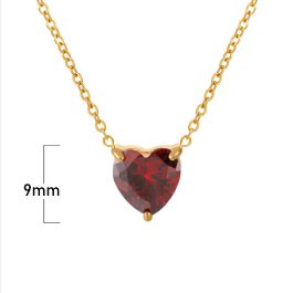 TN077 Dây chuyền vòng cổ titan mặt hình trái tim đính đá đỏ