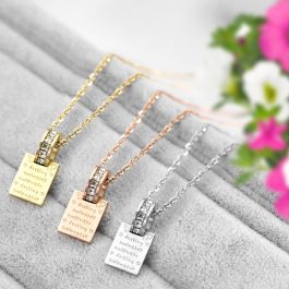 TN133 Dây chuyền titan vòng đá lồng thẻ hình vuông