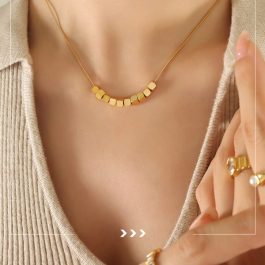 TN406 Dây chuyền mì titan xỏ 10 hạt vuông