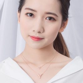 TN473 Dây chuyền 2 tầng titan chữ V cách điệu trái tim