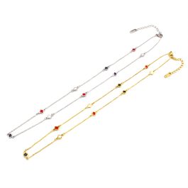 TN673 Dây chuyền nữ titan hoa 4 cánh van cleef LV cách điệu