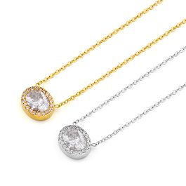 TN689 Dây chuyền nữ titan mặt hình tròn ovan