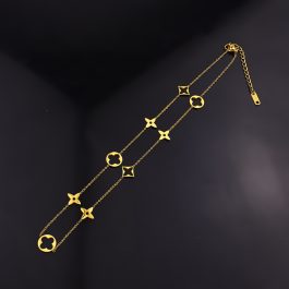 TN738 Dây chuyền nữ titan hoa LV cách điệu