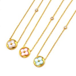 TN778 Dây chuyền nữ titan mặt hình bông hoa 4 cánh LV