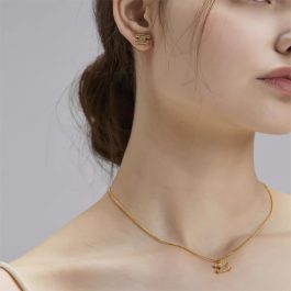 TN873 Dây chuyền vòng cổ nữ titan 2 chữ X Chanel đính full kim
