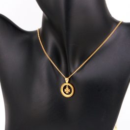 TN891 Dây chuyền titan mặt vòng tròn lồng cỏ 4 lá