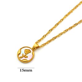 TN901 Dây chuyền nữ titan mặt tròn hình hoa hồng xà cừ