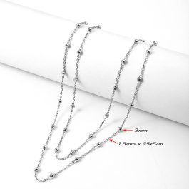 D006 Dây chuyền chữ cong titan trơn không mặt gắn bi cách điệu