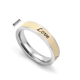 N001 Nhẫn inox chữ love bảng rộng 4mm