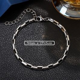 TA010 Lắc tay titan ô chữ nhật bo cạnh