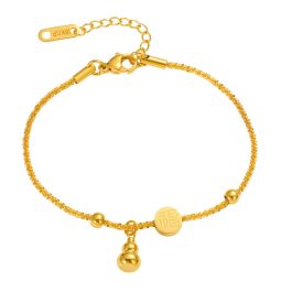 TA127 Lắc tay sợi xù xoắn titan chữ phúc cách điệu hồ lô tài lộc