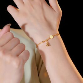 TA127 Lắc tay sợi xù xoắn titan chữ phúc cách điệu hồ lô tài lộc