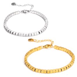 TA196 Lắc tay nữ titan chuỗi bi hạt khối hình vuông – loại xịn