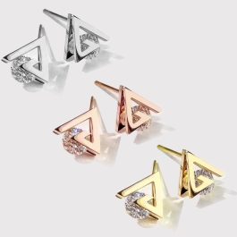 TB134 Bông tai titan hình tam giác kẹp hột