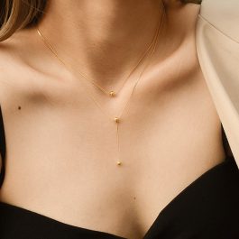 TN346 Dây chuyền titan 2 tầng bi