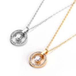 TN368 Dây chuyền titan mặt tròn đính đá