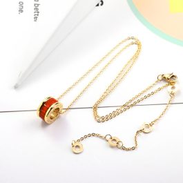 TN509 Dây chuyền titan ống số la mã đính đá đỏ