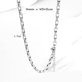 TN522 Dây chuyền titan trơn kiểu ô chữ nhật bo cạnh không kèm mặt