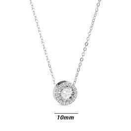 TN687 Dây chuyền nữ titan mặt tròn đính viên đá chủ 6ly