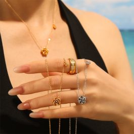 TN903 Dây chuyền thép titan hoa hồng cách điệu