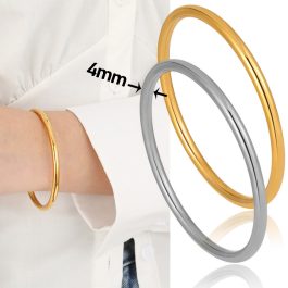 TV210 Vòng tay nữ titan tròn trơn bảng 4mm