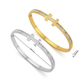 TV230 Vòng tay nữ titan chữ H đính đá trắng