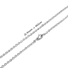 D009 Dây chuyền inox không mặt kiểu chữ cong mắc xích 2,4mm